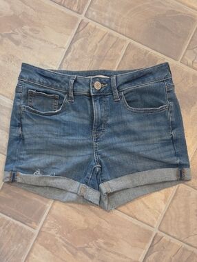 SO Women's Dark Blue Rolled-Hem Denim Shorts